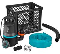 Kit Anti-Inondation GARDENA 9000, Pompe d'Évacuation Eaux Chargées, Tuyau 10 m, Caisse 29 L, 9000 l/h, 300 W