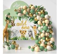 Kit Arche Ballon Avec Toile De Fond, Decoration Anniversaire 1 An, Jungle Decoration Anniversaire Fille Garcon, Kit Anniversa[A623]
