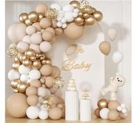Kit Arche Ballon Blanc Tendre Orange et Or, 114pcs Helium Ballons Blanc Beige Abricot, Ballon Confettis Doré pour Deco Anniversaire Fille Femme, Bapteme, Mariage Boheme, Fête Prénatale, Baby Shower