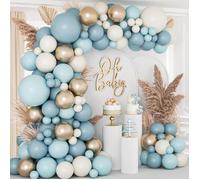 Kit Arche Ballon Bleu 105 pièces - Ballons Bleu Sable et Blanc - Déco Anniversaire, Baptême Garçon, Fête, Baby Shower, Mariage