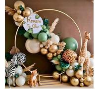 Kit Arche Ballon Guirlande - Jungle - 87PCS - Vert Sauge - Aluminium