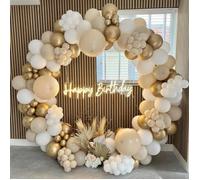 Kit Arche Ballon - Non spécifié - 185 pcs - Blancs Sable - Ballons Dorés Métalliques - Décoration de Fête