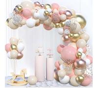 Kit Arche Ballon Rose Or Beige, 110 Pièces avec Ballons Confettis Dorés pour Anniversaire, Baptême, Mariage, Baby Shower