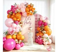 Kit Arche Ballon Rose Orange, 109 Anniversaire Ballons Gold Rose Et Orange | Helium Ballon de confettis Gold Rose Et Orange, Ballons Rose Vif Pour Decoration Anniversaire Bapteme Fille Femmes Mariage