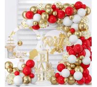 Kit Arche Ballon Rouge, 120 pièces Arche Ballons Anniversaire Rouge Or Blanc, Guirlande Ballon Rouge pour Decoration Anniversaire