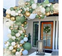 Kit Arche Ballon Vert Et Or - 101Pcs Guirlande Ballons Anniversaire Vert Olive Blancs Or Et Ballon Confetti, Arche Ballon V[BAL790]