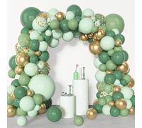 Kit Arche Ballon Vert Et Or - 110pcs Guirlande Ballons Anniversaire avec Ballons Vert Dorés et Ballon Confettis pour Decoration Anniversaire, Baby Shower, Mariage, Révélation du Genre