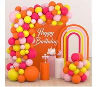 Kit arche de guirlande de ballons rose 137 ballons roses et jaunes oranges pour anniversaire, mariage, baby shower,
