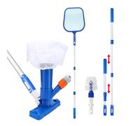 Kit aspirateur de piscine portable Jet Vacuum Head avec tige télescopique, kit de nettoyage avec brosse à récurer et filet de skimmer pour le nettoyage des feuilles, de la saleté, du sable, de la boue