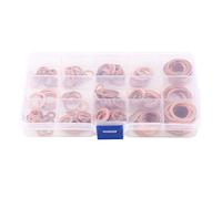 Kit assortiment de 150 rondelles plates en cuivre, 15 tailles métriques, rondelles métalliques lisses à haute conductivité, avec boîte de rangement, pour applications électriques