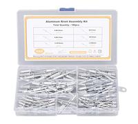 Kit assortiment de 180 rivets aveugles à bride en alliage d’aluminium, 6 tailles de rivets aveugles en aluminium à grande bride pour la fixation et l’assemblage de matériaux