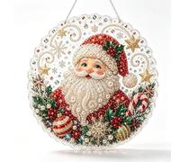 Kit Attrape-Soleil Perlé Noël 25cm pour bord Dentelle Perles Mixtes | Fini pour nacré texturé avec pierres scintillantes Prêt à suspendre avec pour chaîne métal pour idéal activité