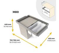 Kit bacs de rangement + panier + cadre Quartz finition titane - module 800 mm EMUCA
