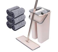 Kit balai serpillère à manche télescopique à 360 °, plat, auto-nettoyant, avec 10 chiffons en microfibre et seau pour nettoyage du sol