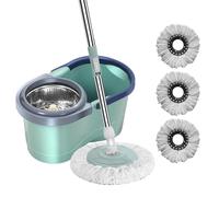 Kit Balai Serpillère Et Seau Essoreur, Ensemble De Nettoyage Sol Pro avec Balai À Plat, Compartiment Double Et Système D'Essorage