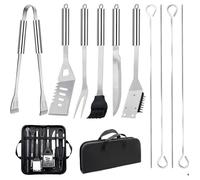 Kit barbecue - Ustensiles barbecue - Spatule polyvalente - brosse de cuisson en silicone - 4 brochettes - avec Sac Portable - 11Pcs