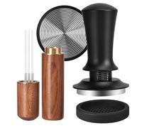 Kit Barista Tamper 51mm, Accessoires Machine Expresso Compatible | Tasseur Café, WDT Outil, Anneau de Dosage et Tapis en Silicone Set, Poignée en Bois, 6 Aiguilles à Espresso