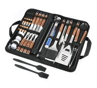 Kit BBQ 38 pcs inox avec sac noir - ustensiles barbecue intérieur/extérieur, complet pour grillades, cadeau
