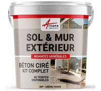 KIT BETON CIRE EXTERIEUR : Pour sol, mur, terrasse, balcon, escalier - 2 m² (en 2 couches) Crème Ivoire