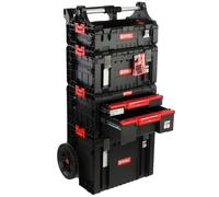 Kit boîte à outils sur roues, double tiroir, organisateur de boîte à outils, boîte avec poignée H 139 cm, kit modulaire, garage atelier PRO