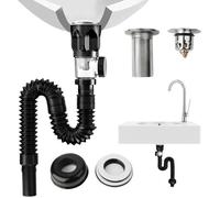 Kit Bonde de Lavabo - Siphon anti-odeur, filtre pop-up - Tuyau de vidange extensible 415-950 mm