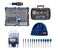 Bosch Kit 5 forets Expert, embouts de vissage, scie trépan, mèches plates, bonnet