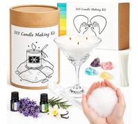 Kit Bougie a Faire Soi Meme Adulte, Bougies Parfumées Coffret Cadeau Femme | Bougie Parfumées Avec 450g Sable Bougie, 30 Mèches, 2 Huiles Essentielles, 1 Bougeoir en Verre, 4 Cristaux et Cuillère