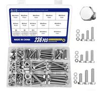 Kit Boulons Écrous pour m6 M8 pour m10 236 Kit Boulons Écrous | 236 , tailles pour m6 M8 pour m10, boulons hexagonaux, écrous, rondelles plates et frein, acier 304