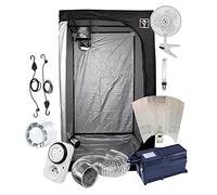 Kit Box Culture Indoor 80x80 / 100x100 / 120x120cm avec Lampe HPS 250W / 400W / 600W Classe 2 + Ventilation | Starter Pack Chambre de Culture "Prêt-à-Brancher | Growshop (120x120x200cm - 600W)