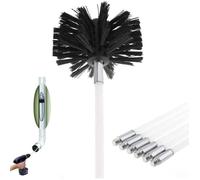 Kit Brosse de Cheminée, Outil Nettoyage pour Cheminées Brosse Kit de Ramonage Ccontient 6 (61cm Tiges Flexibles et 1 (100mm) Tête de