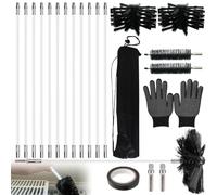 Kit Brosse Nettoyage Cheminée, 22PCS Kit de Ramonage, Brosses de Cheminée avec Barres Flexibles (12 x 410 mm), 2 Hérisson Ramonage de 150 mm, Brosse de Ramonage, pour Cheminées, Tuyaux, Conduits