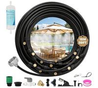 Kit brumisateur extérieur pour terrasse - Tuyau 18 m, 25 buses, raccord en T et adaptateur 3/4""