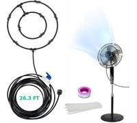 Kit Brumisation Ventilateur 8M pour Terrasse Jardin Refroidissement Extérieur Double Boucle Résistant Facile Installation