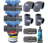 Kit By-Pass Luxe UBBINK pour Pompe à Chaleur de Piscine, Compatible 50 et 38 mm, Avec Coudes et Vannes