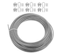 Kit Câble Acier Inoxydable pour Treuil et Levage Bateau avec Anneau de Cœur | Accessoires Inclus Manille, Serrage-câble, Œillets, Clips, Surface Réfléchissante, Usage Extérieur