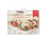 Graine créative Kit calendrier de l'Avent Rennes et Traîneaux DIY 15 x 55 cm Rouge
