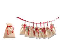 Folia Calendrier de l'Avent 63121 – 24 sachets toile de jute 2 m 10×13 cm, 24 étiquettes à chiffres