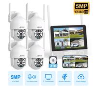 KIT Caméra de Surveillance 10"" NVR 4 Caméras 5MP 360° VidéoSurveillance Audio Bidirectionnel Suivi automatique Disque dur 2To-ANRAN