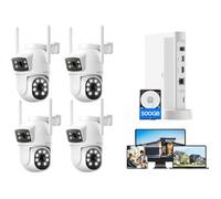 Kit Caméra de Surveillance WiFi Exterieur sans Fil 360° avec 10CH NVR 500GB Disque dur Vision Nocturne Couleur Audio bidirectionnel