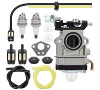 Kit carburateur 2 temps pour débroussailleuse & tondeuse 43 cm³ 49 cm³ 52 cm³, kit de réparation complet avec joints, durites de carburant, bougie d'allumage et filtre à essence