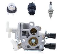Kit carburateur pour tronçonneuses Stihl HS46 et HS56, comprenant une bougie d'allumage, une jauge d'huile et un contrepoids