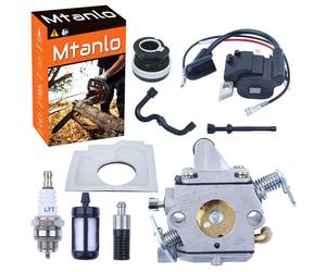 Kit carburateur pour tronçonneuses Stihl MS170, MS180, 017, 018, comprenant : bobine d'allumage, filtre et bougie