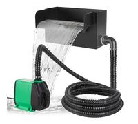 Kit cascade tout-en-un pour bassin - Boîte à cascade en acier inoxydable 304 de 20,3 cm avec pompe ultra silencieuse de 660 GPH, tuyau de 3 m, filtre et accessoires pour jardin extérieur