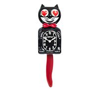 Kit Cat Klock Crimson Royale avec Yeux de cœur - Horloge emblématique en Forme de Chat avec œil et Queue en Mouvement, Horloge Murale à Piles, fabriquée aux États-Unis, Parfaite pour la décoration