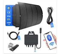 Kit centralélectrique mural RC 800 W avec support, comprenant 2 panneaux solaires flexibles de 200 W, un onduleur de 800 W avec Wi-Fi, et une prise de courant pour système photovoltaïque complet