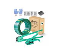 Kit Cerclage Feuillard PET 457 m, Palette avec Outil Tendeur, 450 Scellés Métal 150 Protections Angle Gants Emballage Entrepôt