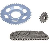 Kit chaîne 3 pièces argent 13/43 dents pour Zündapp GTS KS 50 type 517 529 / Super Sport 50 type 517-35