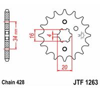 Kit chaine EK CHAIN JT 428SR 14/45 - couronne standard