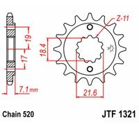 Kit chaine EK CHAIN JT 520H 14/38 - couronne standard