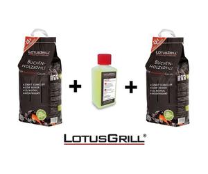 Kit Charbon De Bois De Hêtre 2 X 2,5 Kg + 1 Pack Gel 200ml Pour Allumage - Original Lotus Grill